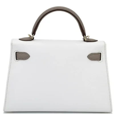 Hermès HSS Mini Kelly II Gris Asphalte and White Epsom Permabrass Hardware Affordable designer bag dupes