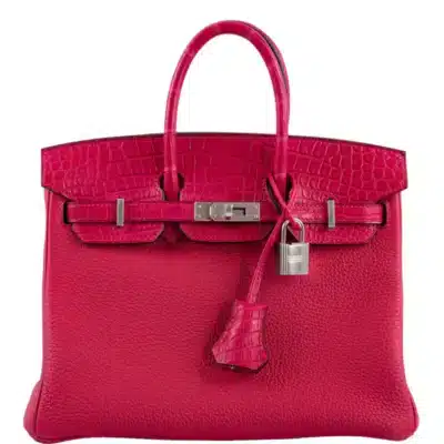 Hermès 2021 Birkin 25 Framboise Togo & Matte Alligator Mississippiensis Palladium Hardware