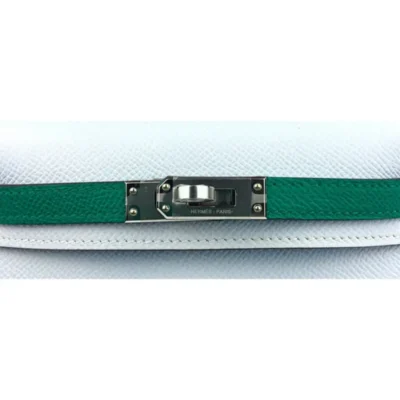 Hermès 2022 Mini Kelly 20 Blue Brume Vert Jade Green Gold Epsom Palladium Detail1