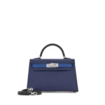 Hermès HSS 2022 Mini Kelly II 20 Tri-Color Bleu Saphir/Bleu France/Noir Epsom Palladium Hardware Luxury bag lookalikes