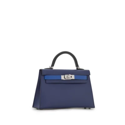 Hermès HSS 2022 Mini Kelly II 20 Tri-Color Bleu Saphir/Bleu France/Noir Epsom Palladium Hardware Luxury bag lookalikes