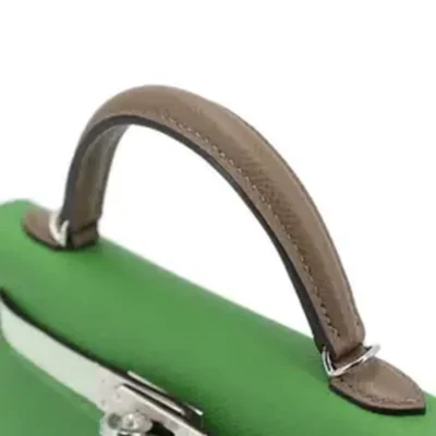 Hermès HSS 2024 Mini Kelly II Etoupe/Vert Fizz/Vert Yucca Epsom Palladium Hardware Luxury replica handbag