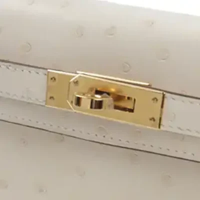 Hermès 2024 Mini Kelly II Nata Ostrich Gold Hardware Quality Rep