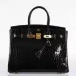 Hermès Birkin 35 Black Shiny Porosus Crocodile Gold Hardware