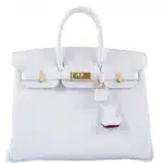 Hermès HSS 2021 Birkin 25 White And Rose Pourpre Interior Togo Brushed Gold Hardware