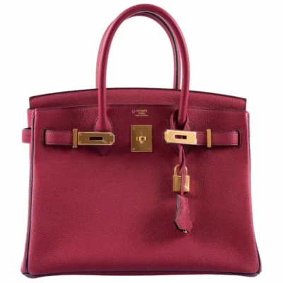 Hermès HSS Birkin 30 Rouge Grenat and Blue Nuit Togo Gold Hardware Replica inspired