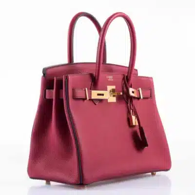 Hermès HSS Birkin 30 Rouge Grenat and Blue Nuit Togo Gold Hardware Replica inspired