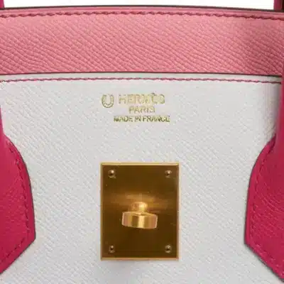 Hermès HSS Birkin 35 White Rose Confetti Rose Tyrien Epsom logo1