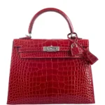 Hermès HSS Kelly 25 Sellier Braise Shocking Rose Interior Shiny Alligator Mississippiensis Palladium Hardware replica handbags online