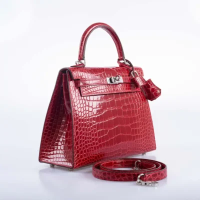 Hermès HSS Kelly 25 Sellier Braise Shocking Rose Interior Shiny Alligator Mississippiensis Palladium Hardware replica handbags online