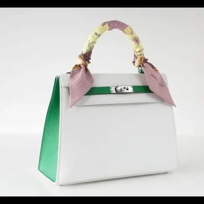 Hermès HSS Kelly 25 Sellier Crisp White And Fresh Bamboo Epsom Palladium Hardware Replica luxury handbags