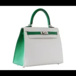 Hermès HSS Kelly 25 Sellier Crisp White And Fresh Bamboo Epsom Palladium Hardware Replica luxury handbags