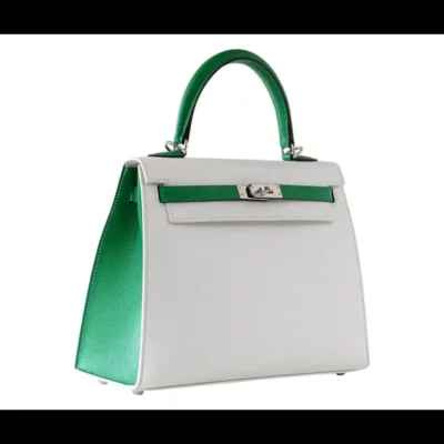 Hermès HSS Kelly 25 Sellier Crisp White And Fresh Bamboo Epsom Palladium Hardware Replica luxury handbags