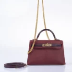 Hermès HSS Mini Kelly 20 Bordeaux and Raisin Chevre Gold Hardware Lushentic replica handbags