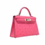 Hermès HSS Mini Kelly 20 Rose Ostrich Palladium Hardware Replica luxury handbags