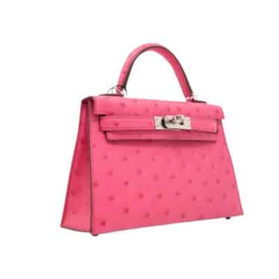 Hermès HSS Mini Kelly 20 Rose Ostrich Palladium Hardware Replica luxury handbags