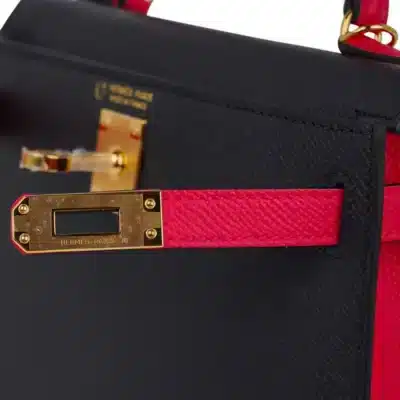 Hermès HSS Mini Kelly 20 Sellier Black and Extreme Rose Epsom Gold Hardware dupes bag