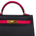 Hermès HSS Mini Kelly 20 Sellier Black and Extreme Rose Epsom Gold Hardware dupes bag