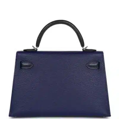 Hermès HSS Mini Kelly 20 Sellier Bleu Encre and Bleu Indigo Chevre Mysore Palladium Hardware Luxury replica handbag