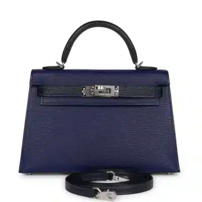 Hermès HSS Mini Kelly 20 Sellier Bleu Encre and Bleu Indigo Chevre Mysore Palladium Hardware Luxury replica handbag