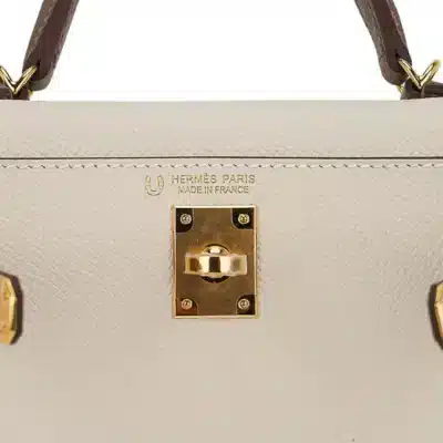 Hermès HSS Mini Kelly 20 Sellier Craie and Etoupe Epsom Gold Hardware replica handbags online