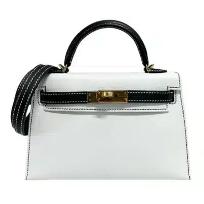 Hermès HSS Rare Collectible Mini Kelly 20 Black and White Panda Epsom Gold Hardware Replica designer handbags