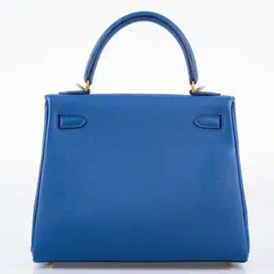 Hermès Kelly 25 Retourne Blue France Togo Gold Hardware Replica Quality