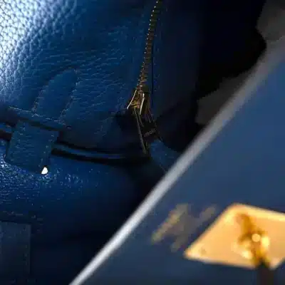 Hermès Kelly 25 Retourne Blue France Togo detail1