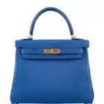 Hermès Kelly 25 Retourne Blue France Togo Gold Hardware Replica Quality