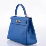 Hermès Kelly 25 Retourne Blue France Togo Gold Hardware Replica Quality