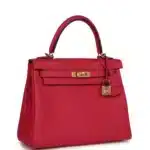 Hermès Kelly 25 Retourne Framboise Togo Gold Hardware Lushentic replica handbags