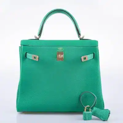 Hermès Kelly 25 Retourne Menthe Togo and Shiny Niloticus Lizard Gold Hardware replica bags