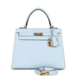 Hermès Kelly 25 Sellier Bleu Brume Epsom Gold Hardware Handmade replica bags