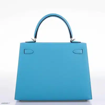 Hermès Kelly 25 Sellier Bleu du Nord Epsom Palladium Hardware Replica Bags