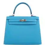 Hermès Kelly 25 Sellier Bleu du Nord Epsom Palladium Hardware Replica Bags