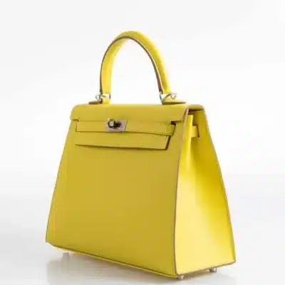 Hermès Kelly 25 Sellier Lime Epsom Palladium Hardware Lushentic inspired bags