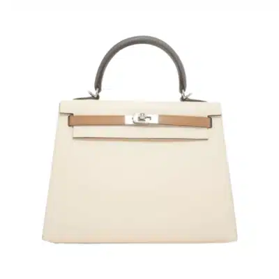 Hermès Kelly 25 Sellier Nata Epsom Palladium Hardware Handmade replica bags