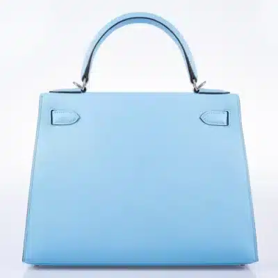 Hermès Kelly 28 Sellier Bleu Celeste Epsom Palladium Hardware Quality Rep