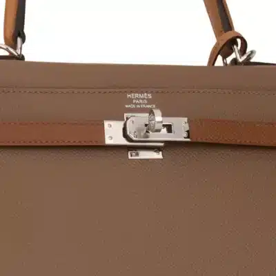 Hermès Limited Edition 2021 Kelly 25 Sellier Tri-Color Etoupe/Alezan/Biscuit Epsom Palladium Hardware Best Lushentic Bags