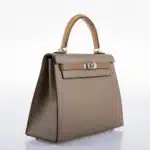 Hermès Limited Edition 2021 Kelly 25 Sellier Tri-Color Etoupe/Alezan/Biscuit Epsom Palladium Hardware Best Lushentic Bags