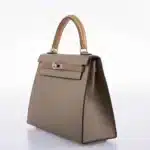 Hermès Limited Edition 2021 Kelly 25 Sellier Tri-Color Etoupe/Alezan/Biscuit Epsom Palladium Hardware Best Lushentic Bags