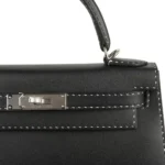 Hermès Limited Edition Kelly 28 Black Veau Graine Monsieur Palladium Hardware Replica Quality