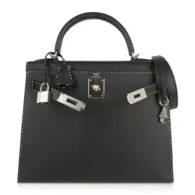 Hermès Limited Edition Kelly 28 Black Veau Graine Monsieur Palladium Hardware Replica Quality