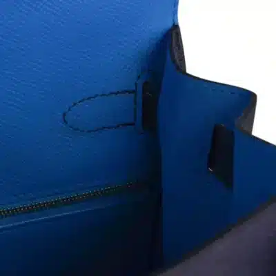 Hermes Limited Edition Kelly 28 Sellier Casaque Black and Bleu Indigo Epsom Gold Hardware Lushentic Replica