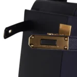 Hermes Limited Edition Kelly 28 Sellier Casaque Black and Bleu Indigo Epsom Gold Hardware Lushentic Replica