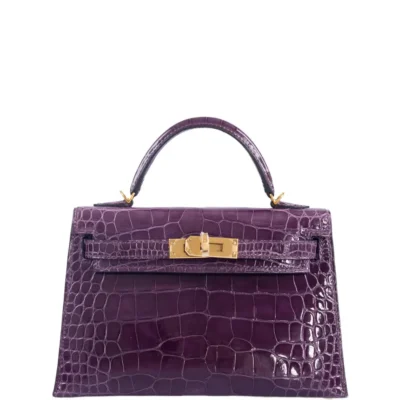 Hermès Mini Kelly 20 Cassis Shiny Alligator Mississippiensis Gold Hardware Lushentic quality