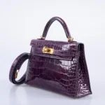 Hermès Mini Kelly 20 Cassis Shiny Alligator Mississippiensis Gold Hardware Lushentic quality