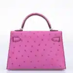 Hermès Mini Kelly 20 Fuchsia Ostrich Palladium Hardware