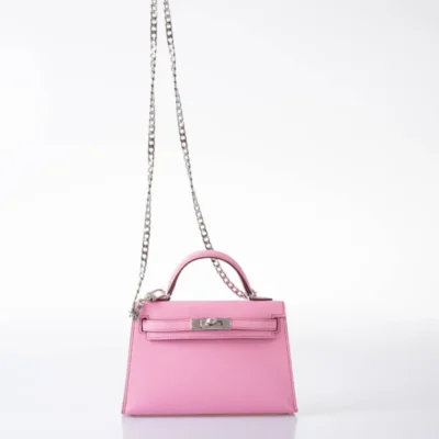 Hermès Mini Kelly 20 II Sellier 5P Bubblegum Pink Epsom Palladium Hardware Quality Rep