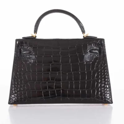 Hermès Mini Kelly 20 II Sellier Black Shiny Alligator Mississippiensis Gold Hardware Lushentic Grade bags